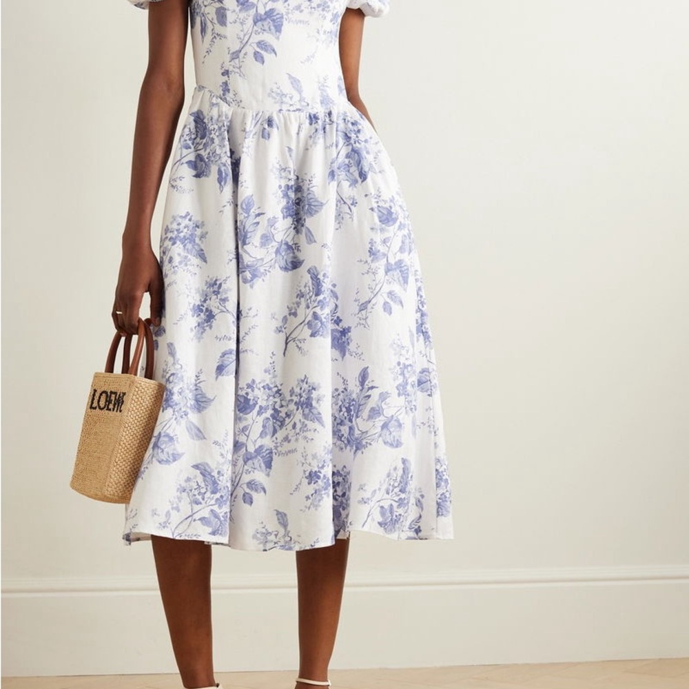 Reformation Blue Floral Midi Dress NWOT